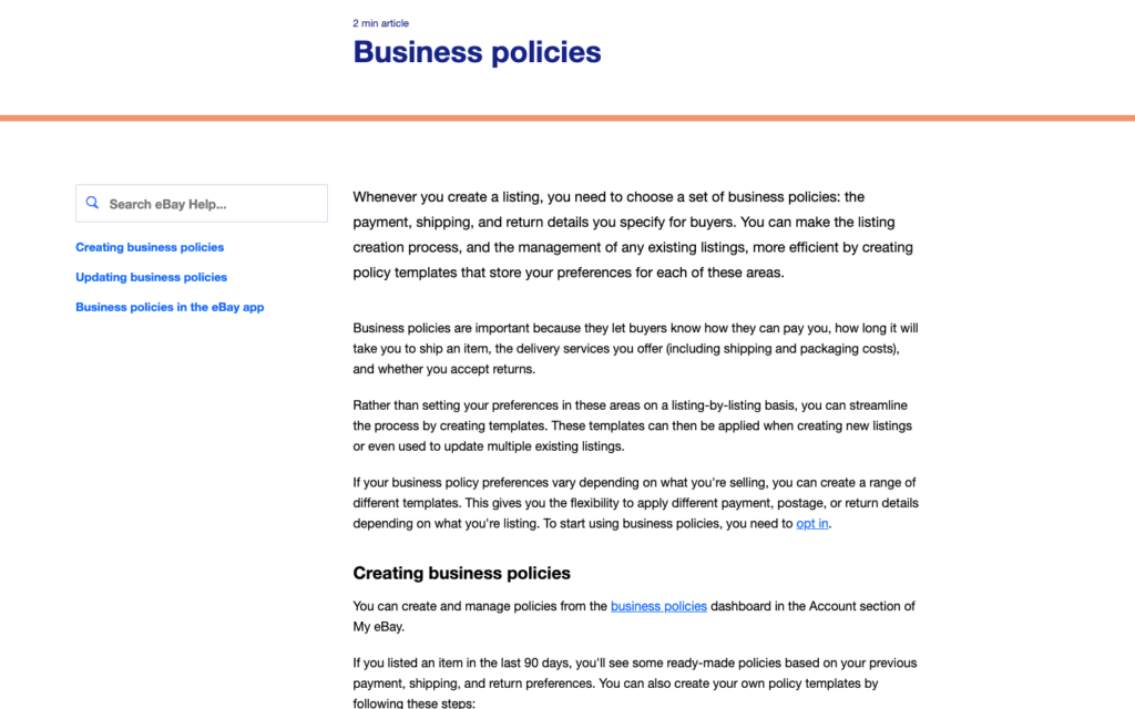 Business Policiesトップページ